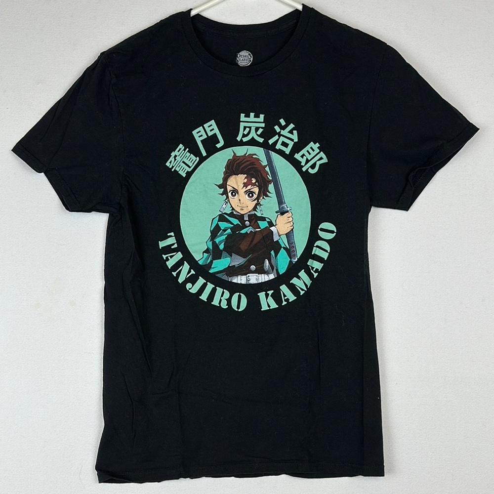 Demon Slayer Tanjiro Kamado Graphic Tee Black Anime Cosplay